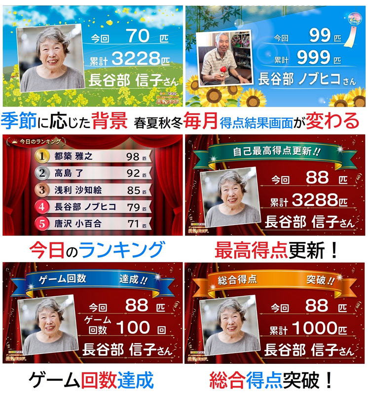 「元気スコア」の楽しい演出効果でモチベーションUP